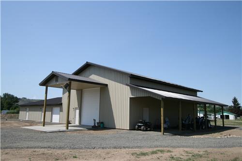 Pole Building Shop W/Canopy #5818 – Naches, WA | Steel Structures America
