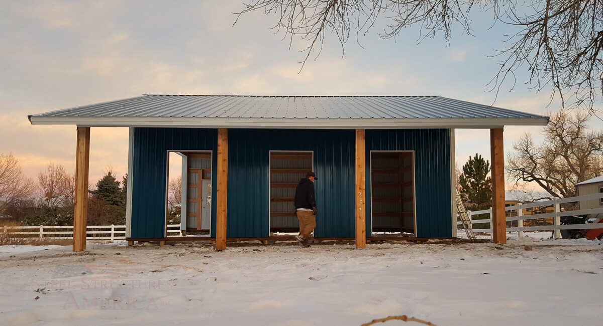 9179 – Open Range Colorado Horse barn with lean to-06 | Steel Structures America