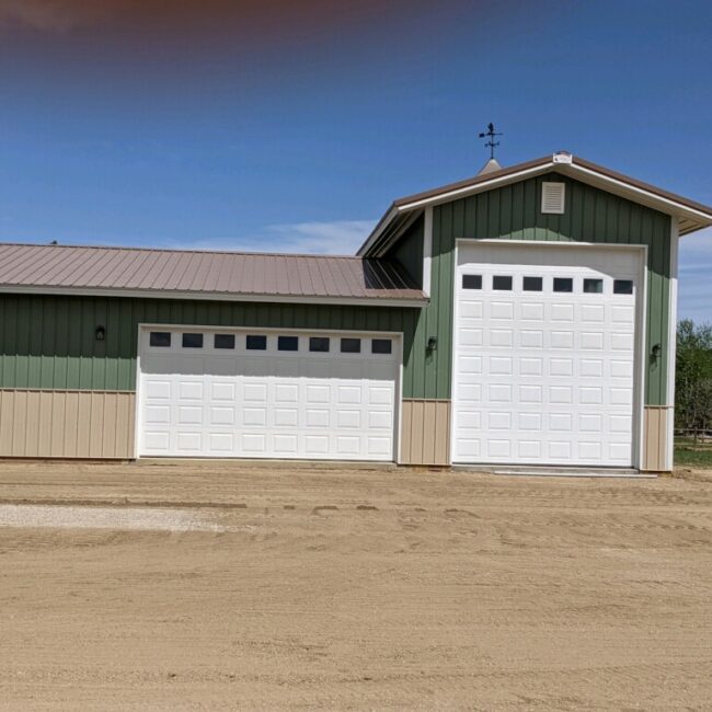 #12728 - 30 x 28 x 10 w attached RV Garage 16 x 40 x 16 with Lean-to in Berthoud, CO front