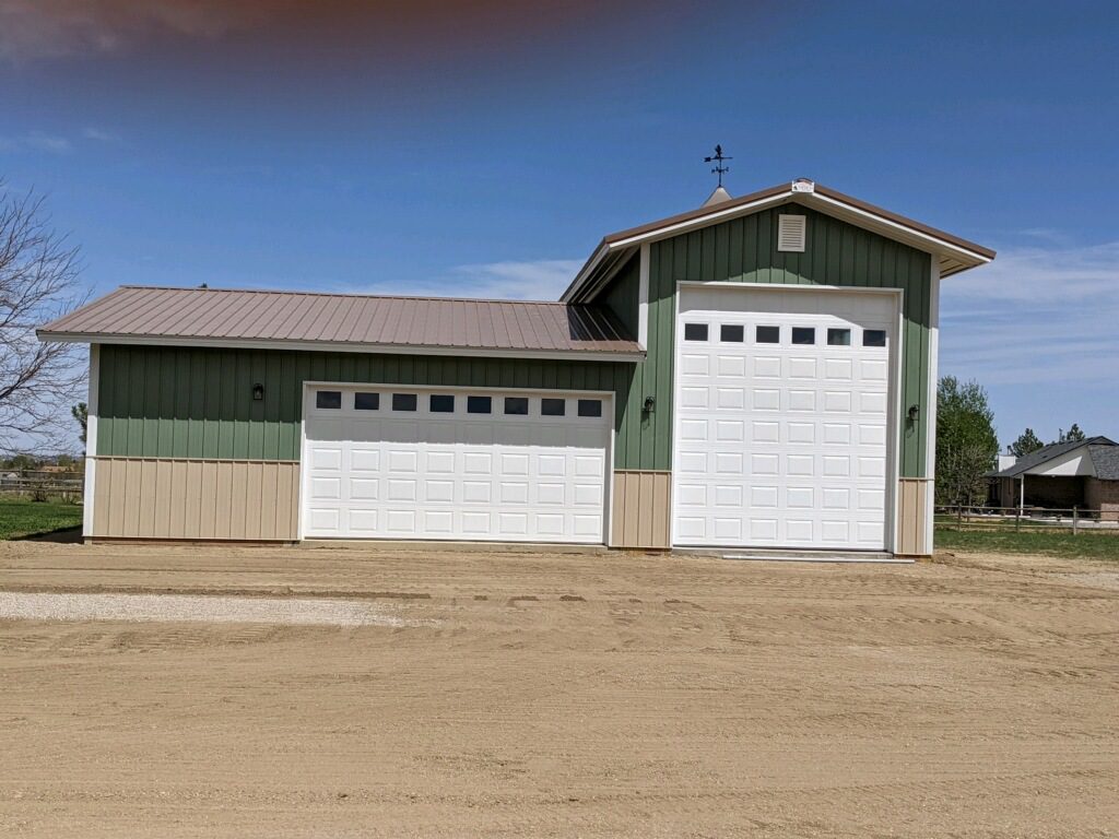 #12728 - 30 x 28 x 10 w attached RV Garage 16 x 40 x 16 with Lean-to in Berthoud, CO front