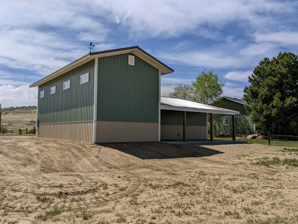 #12728 - 30 x 28 x 10 w attached RV Garage 16 x 40 x 16 with Lean-to in Berthoud, CO back rear