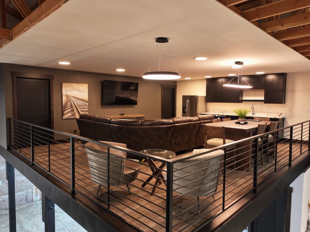 A shouse has a living area above the garage space