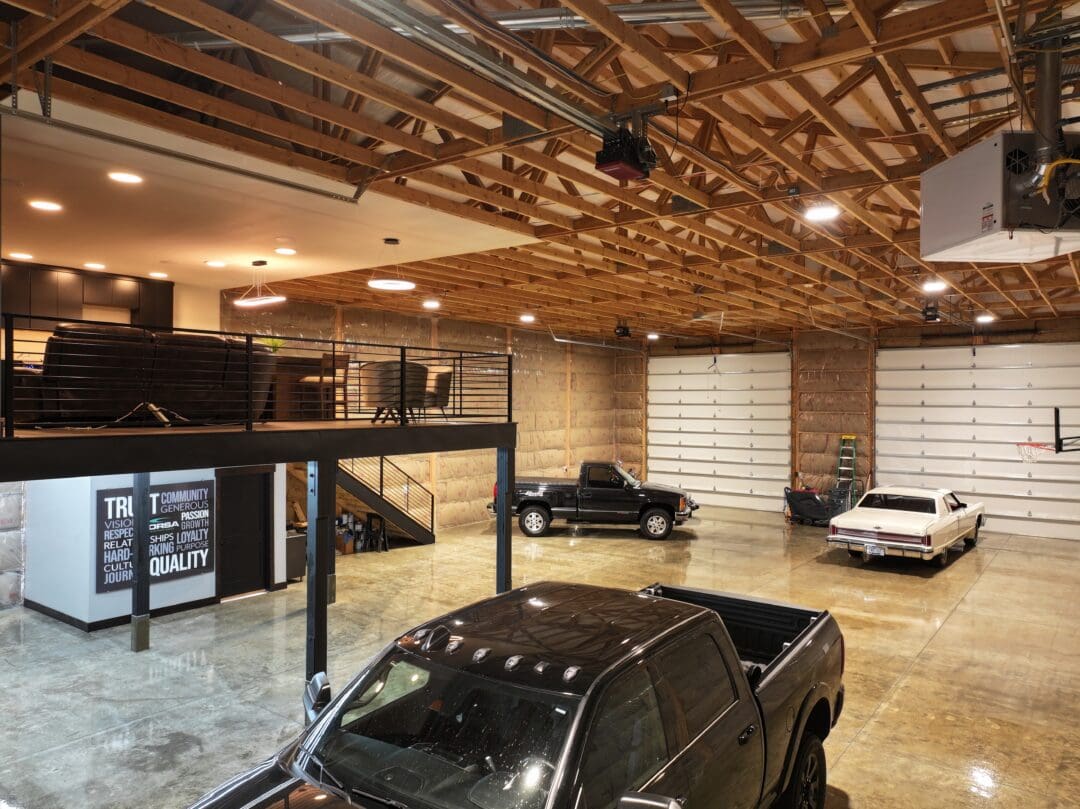 A heated pole barn interior