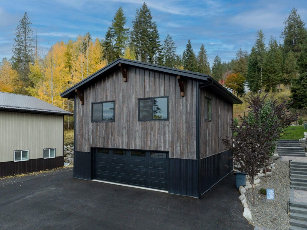 woodgrain steel garage