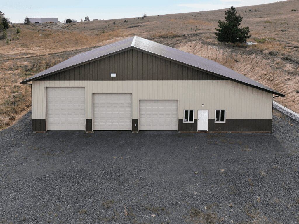 Post-Frame Shop with three overhead doors