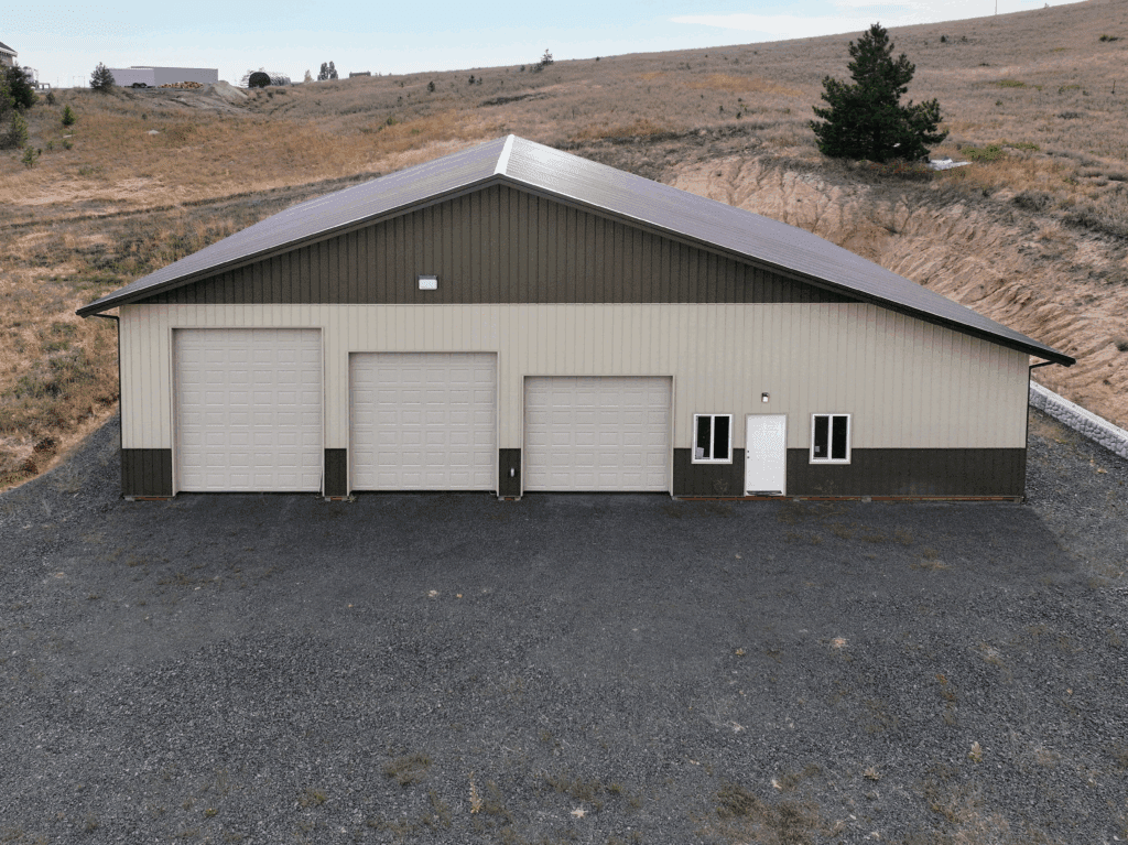 Post-Frame Shop with three overhead doors
