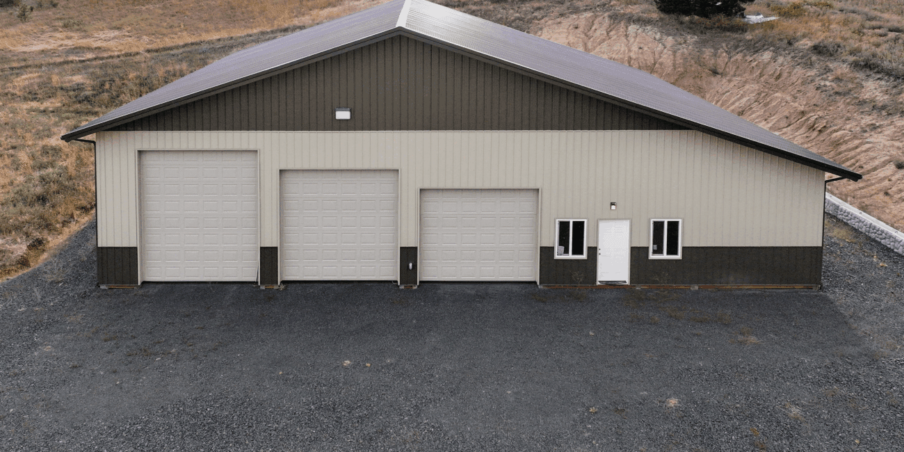 Post-Frame Shop with three overhead doors