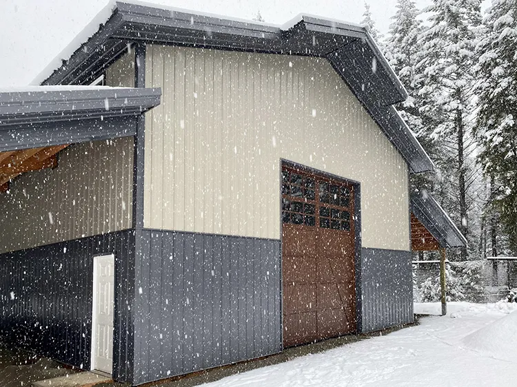 A beige and grey pole barn purchased with a HELOC loan