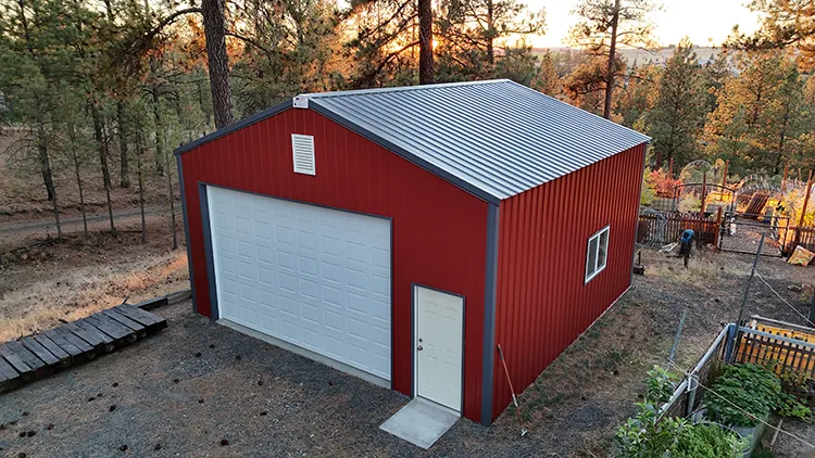 A red pole barn garage with venting