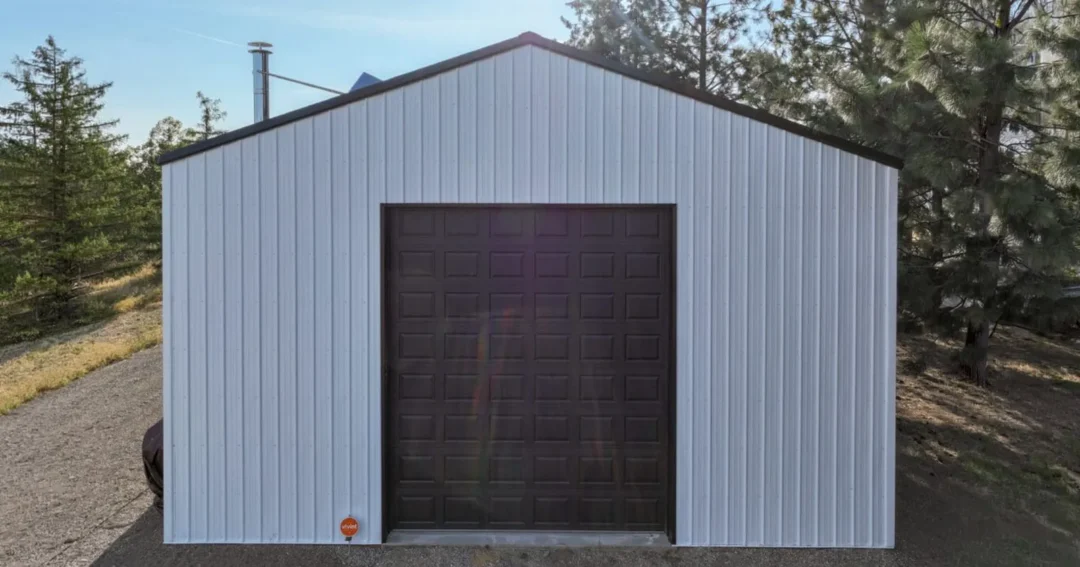 Spokane WA post-frame shop with fire resistant steel siding and roofing from Metal America