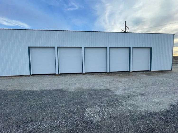 A 40x80 metal building garage with steel roofing and siding in Bonners Ferry, Idaho