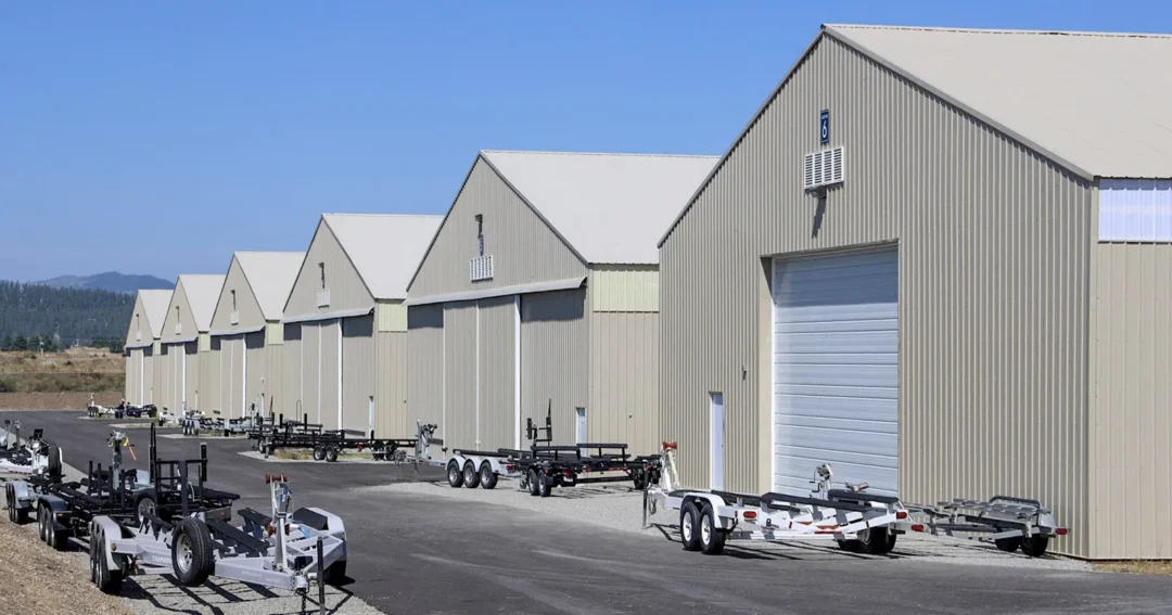 40x50x16 RV and boat storage building in Athol, Idaho, built by Steel Structures America