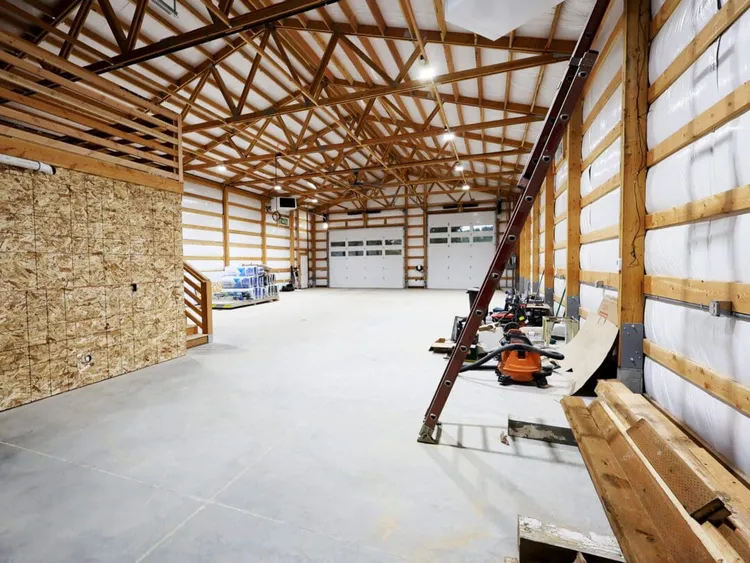 Interior of a 40x80 metal building shop in Coeur d'Alene, Idaho