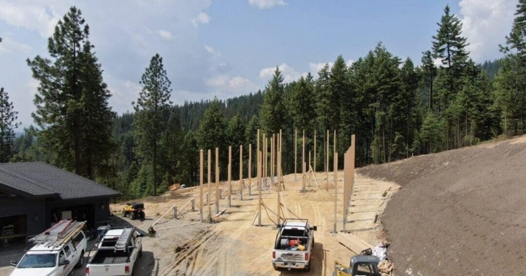 Post-frame construction going up on site, an example of steel buildings installed by Steel Structures America