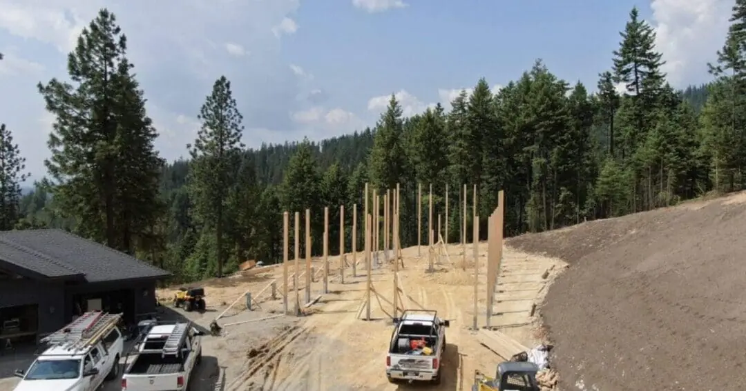 Post-frame construction going up on site, an example of steel buildings installed by Steel Structures America